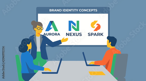 Fotografie Creative Agency Founder Presenting Brand Identity Concepts