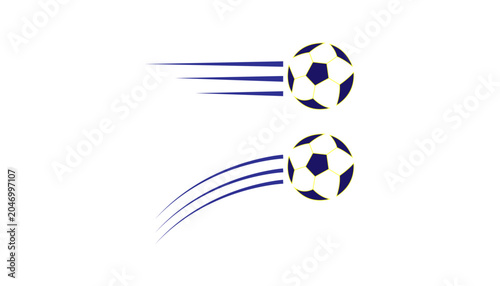 Foto Soccer balls flying fast with motion lines behind them isolated on a transparent