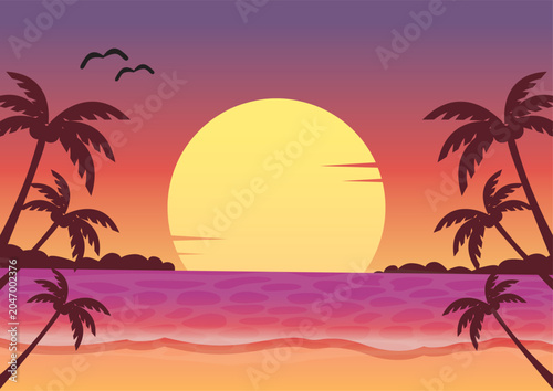 夕日の南国風景