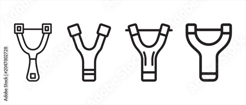 Obraz na plátne Set of slingshot icons in a minimalist linear style isolated on a white background for web design