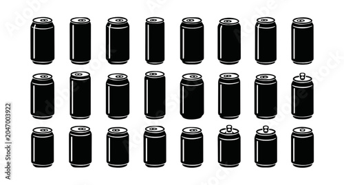 Photos Soda and Beer Aluminum Can Icon Shape Set Vector Illustration