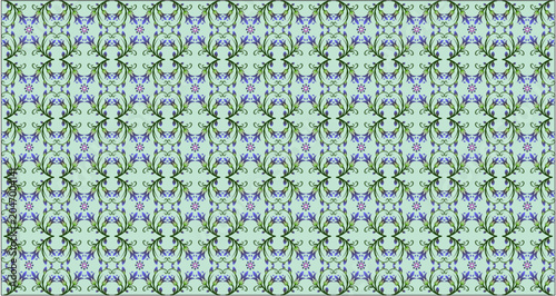 Floral Seamless Pattern Vintage Damask Background with Purple Flowers