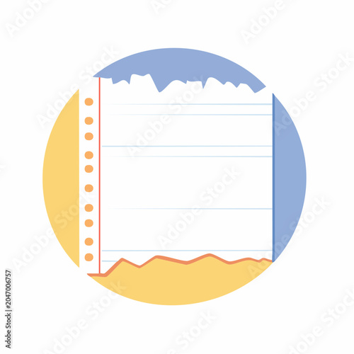 Torn Lined Paper with Perforated Edge