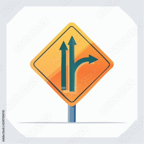 Traffic sign showing multiple lane options