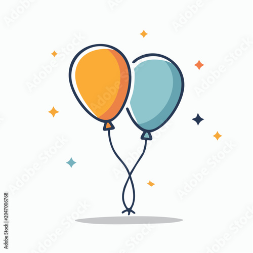 Two Balloons Floating with Sparkles