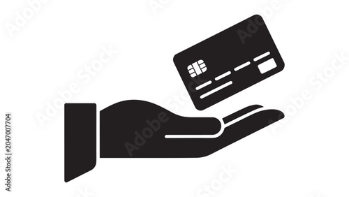 Flat corporate hand holding a credit card representing digital cashless payment transfer vector