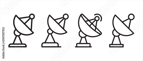 Canvastavla Set of satellite dish antenna line icons