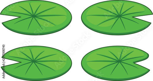 Foto Green Water Lily Pad Vector Icon Set with Oval Lotus Leaves for Pond Ecosystem L