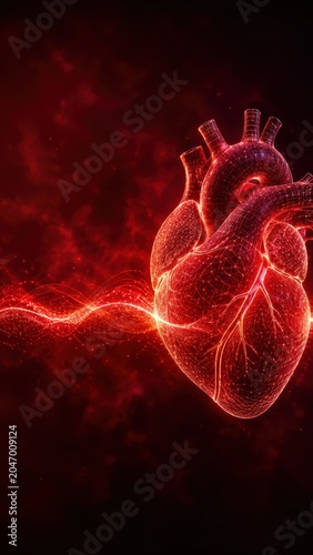 Anatomical Human Heart Wireframe Promoting Longevity Medical Display Poster