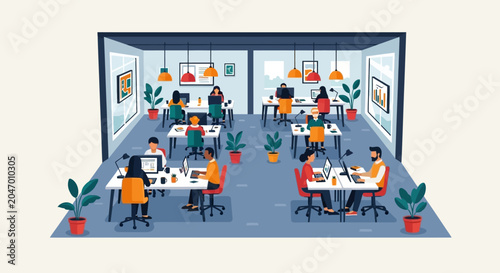 People Working in Office Space.