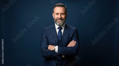Professional Portrait of a Mature Businessman in a Blue Suit