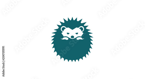 Fotografija Minimalist spiky hedgehog icon in teal color