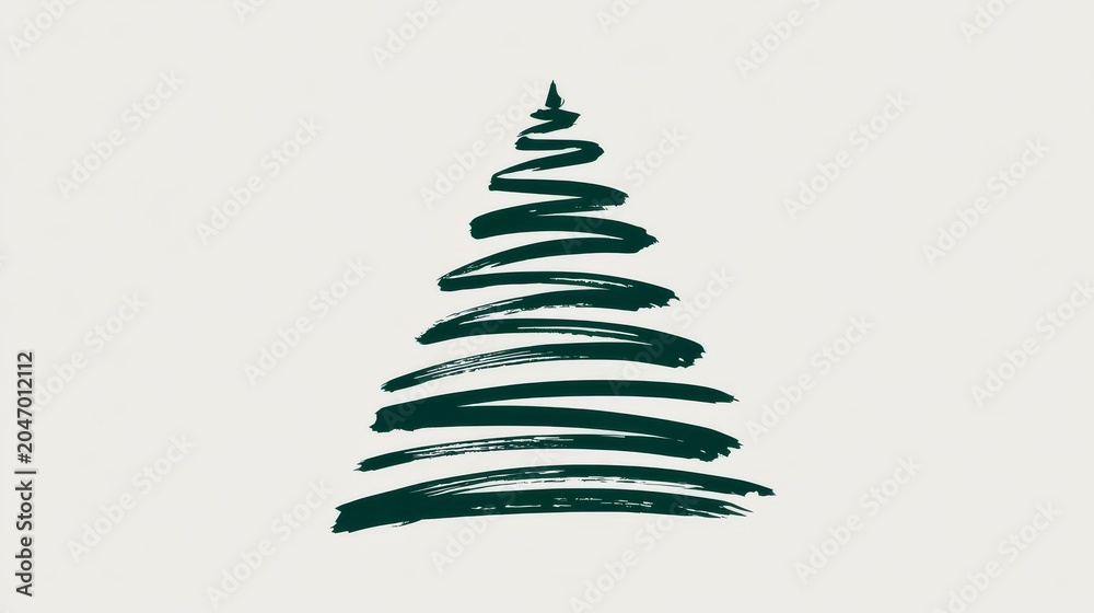 Fototapeta premium Brushstroke Holiday Tree On White