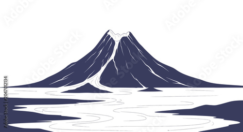 Fotografie Mountain Landscape Peak Snowy Terrain.