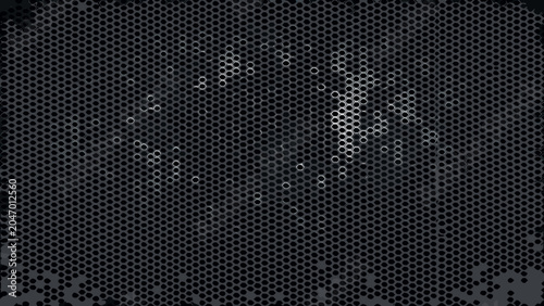 Konstfotografi Perforated metal sheet with circular openings and a gradient effect dark industr