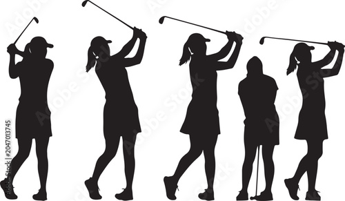 Cuadro en lienzo golf girl silhouettes