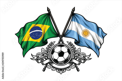 Brazil vs Argentina, soccer flags, football rivalry, national symbols