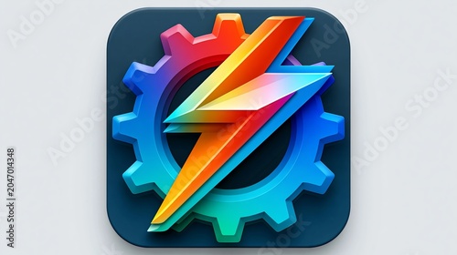 Cogwheel with lightning bolt symbol.