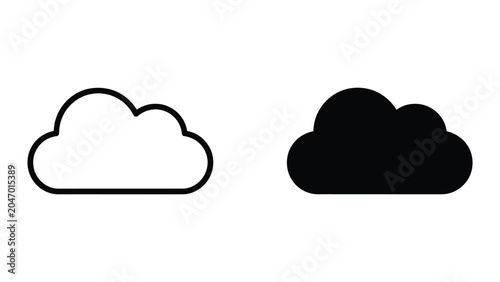 Simple cloud icons in outline and filled styles