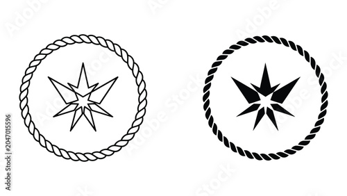Photos Rope bordered nautical star compass icon