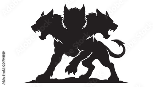 Foto black and white silhouette set of cerberus very high quality vector illustration