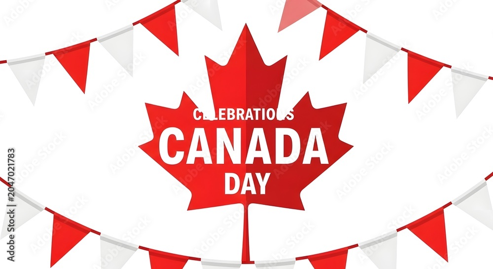 Obraz premium Canada day celebration graphic with maple leaf and festive bunting