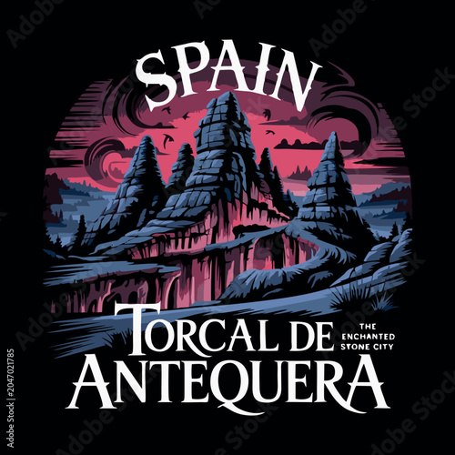 Spain Torcal de Antequera Vintage Mountain Nature Travel T-Shirt Design
