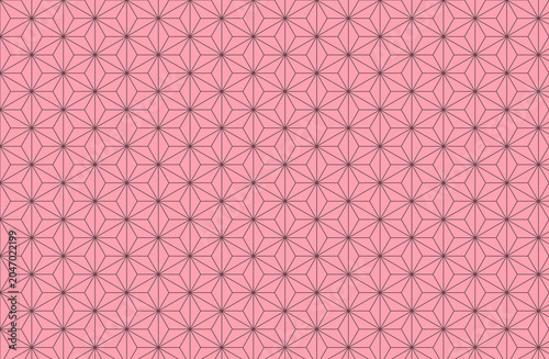Traditional Japanese Asanoha seamless pink pattern background