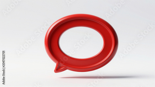 Red 3D Speech Bubble Icon on White Background