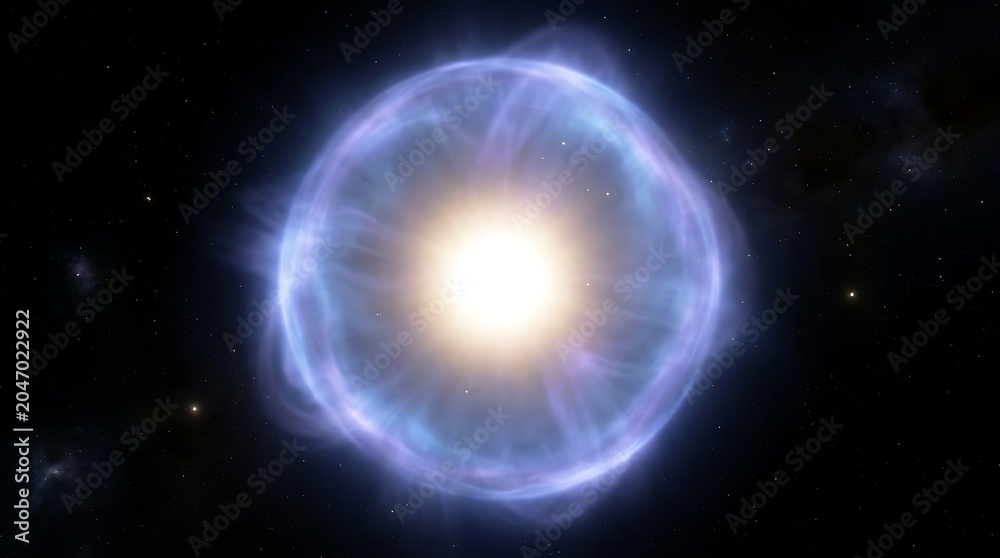 Fototapeta premium Radiant Cosmic Energy Halo Pulsating in Deep Space with Distant Stars