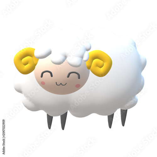 クレイ風ぷっくりにこにこひつじさん