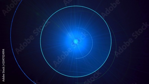Illustration created as a 3D render without generative AI, abstract energy sphere fractal glow on dark background
