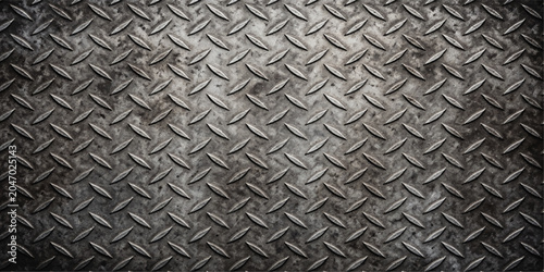 Bild auf Leinwand Seamless diamond plate metal texture background with a gray industrial steel she