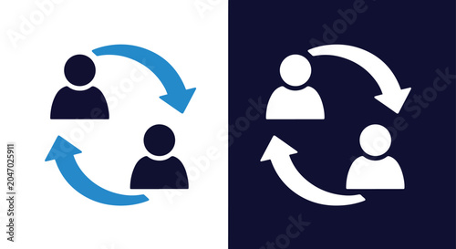 Human resource team exchange icons: Solid vector icons - Clipart, sticker - icon set - Editable modern style icon