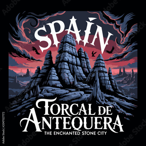 Spain Torcal de Antequera Vintage Mountain Nature Travel T-Shirt Design