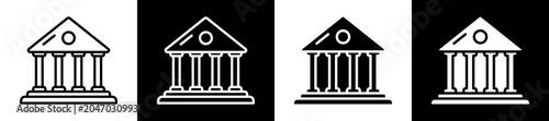Government  Icon Black And White Vector Illustration.