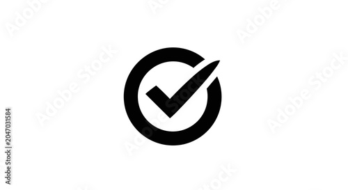 Checkmark Symbol in Circle Icon.