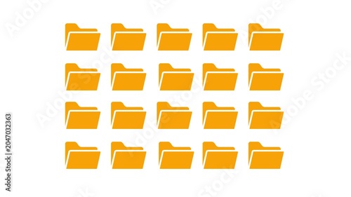 Folders collection color glyph icons matrix animation. Digital files organization structure. Data directory. Animated solid element quantity expansion. Grid formation. HD video with alpha channel