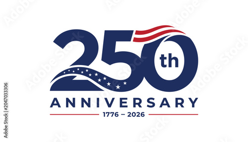 Fotografie 250th anniversary usa commemorative logo 1776 to 2026 with anniversary, national