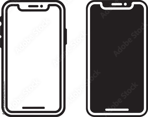 smartphone mockup icons set line and solid style vector illustration