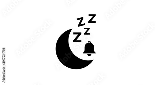 Sleep Moon Bell Icon Symbol.