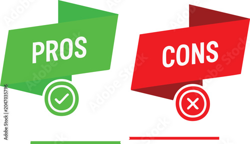 pros, cons, pros and cons, advantages, disadvantages, comparison, choice, decision, evaluation, review, rating, feedback, opinion, positive, negative, check mark, cross mark, tick, x mark, approve, re
