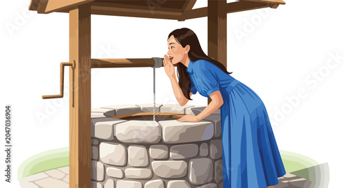 Woman whispers secret into well