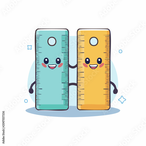 Cute Cartoon Rulers Holding Hands