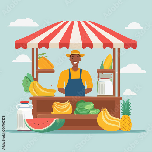 Farmer Selling Fresh Produce at a Stall