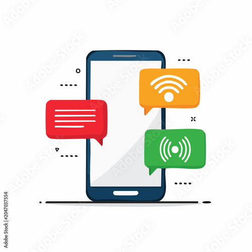 Smartphone with communication and Wi-Fi notifications
