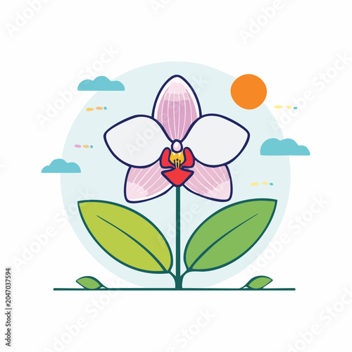 Stylized Orchid Flower Illustration
