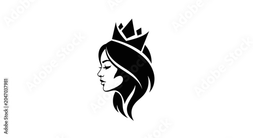 Cuadro en lienzo Elegant queen profile with crown logo design.