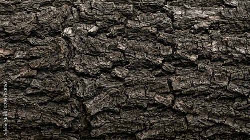 Close Up of Dark Brown Bark Texture Showing Rough Pattern and Natural Wood Surface