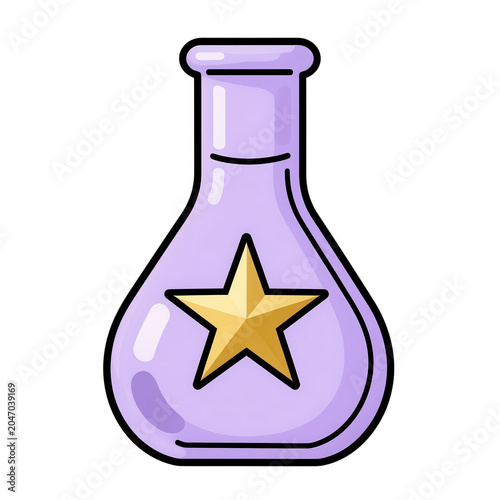 Purple Potion Bottle with Gold Star Illustration